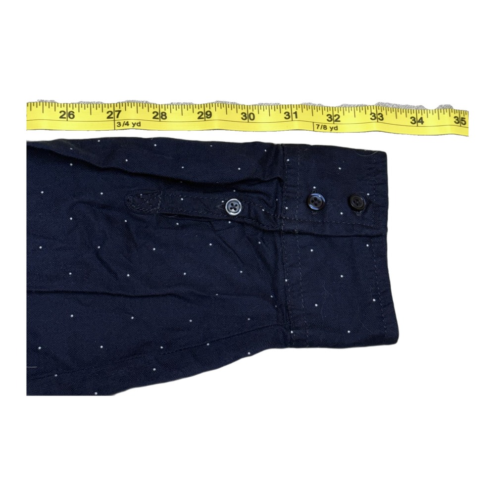 St Johns Bay Mens XL Navy Polka Dot Button Down Shirt - Picture 7 of 7